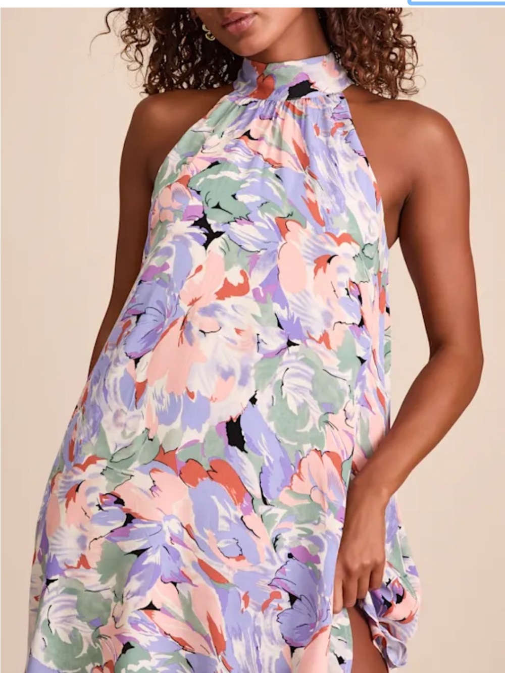 Lulus Tied Back To You Lavender Multi Floral Print Mini Shift Dress - Picture 7 of 16